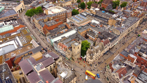 Cornmarket Street Pedestrian Zone in the city of Oxford - view from above photo