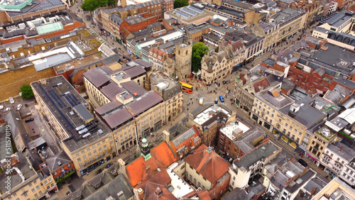 Cornmarket Street Pedestrian Zone in the city of Oxford - view from above © 4kclips