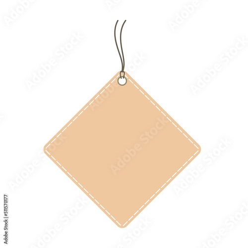 tag vector Horizontal set Angled Hangtag Seam Beige With String And Shadowimage vector price tag  Paper Label Isolated On White Background. Ready for your message.
 