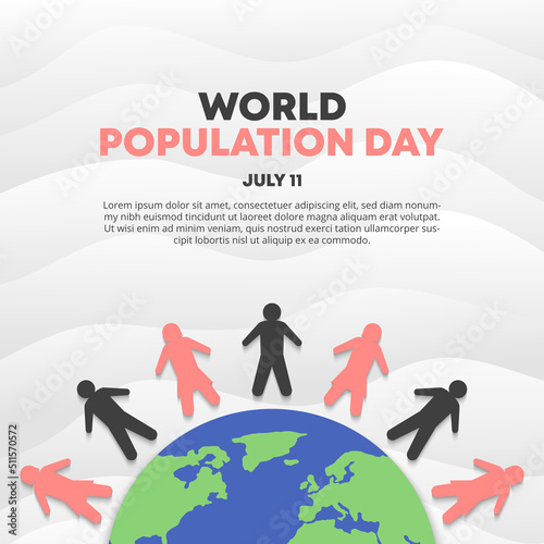World population day background with cutting paper style decoration