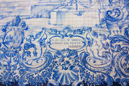 Fragment of Carmo Church (Igreja do Carmo) with beautiful azulejos in Porto photo