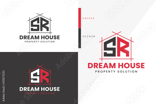 S R Monogram Dream House Real estate logo premium vector