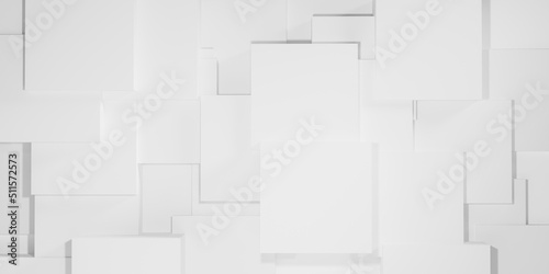 Abstract background, white clay cubes, 3d render. Digital illustration, high key background