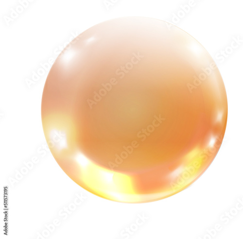 Glossy yellow ball. Realistic golden essence oil