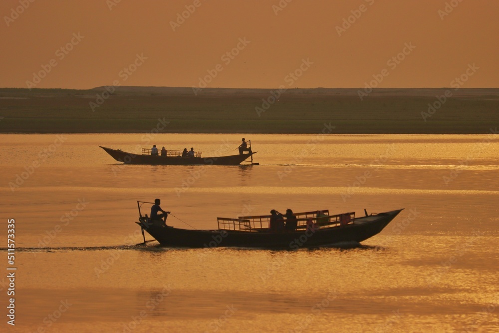 Traditional boats in the Padma river