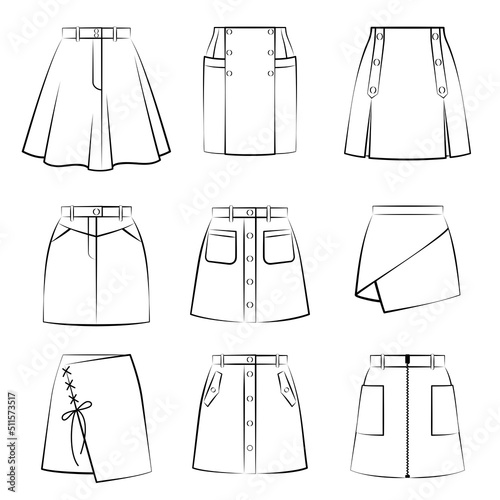 1305_Set of vector woman skirts