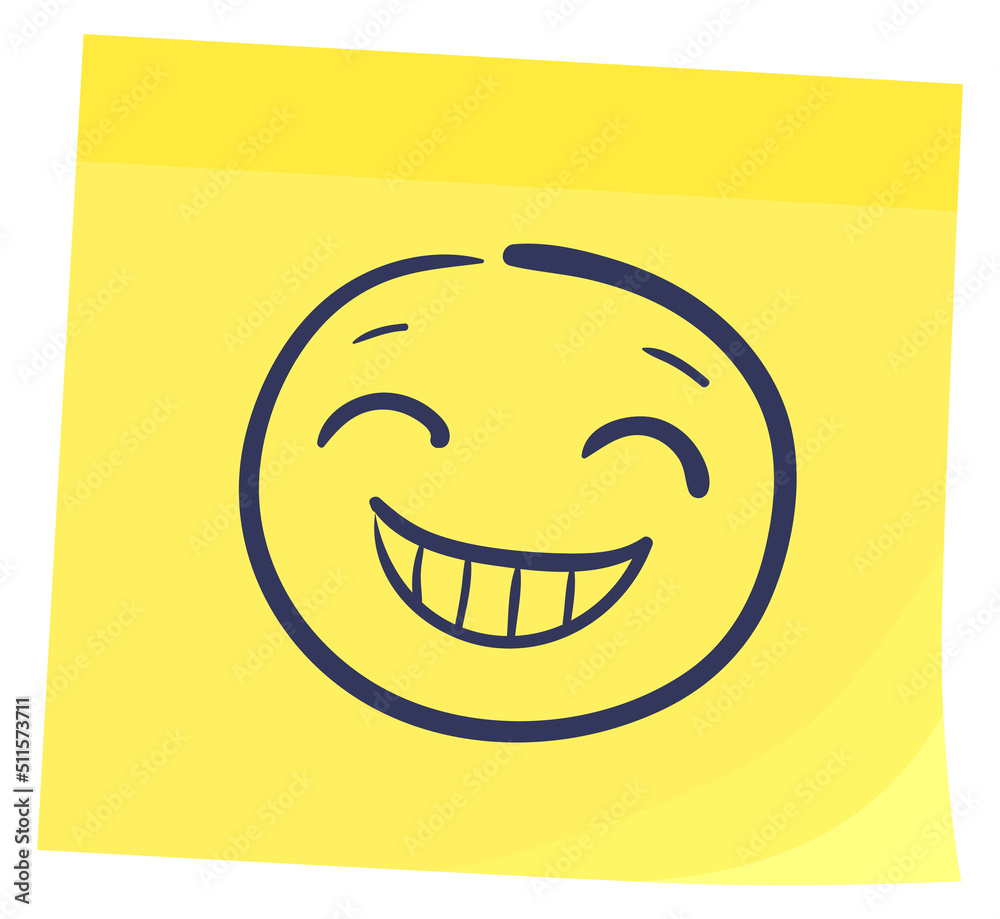 Obraz premium Happy face on yellow sticker. Funny memo note