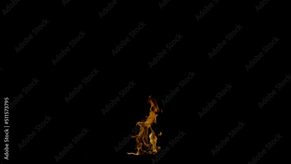 Fire Footage. Ground Fire on black screen. Fire visual effects. Stock