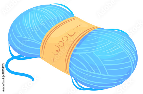 Wool skein cartoon icon. Knitting yarn thread pack