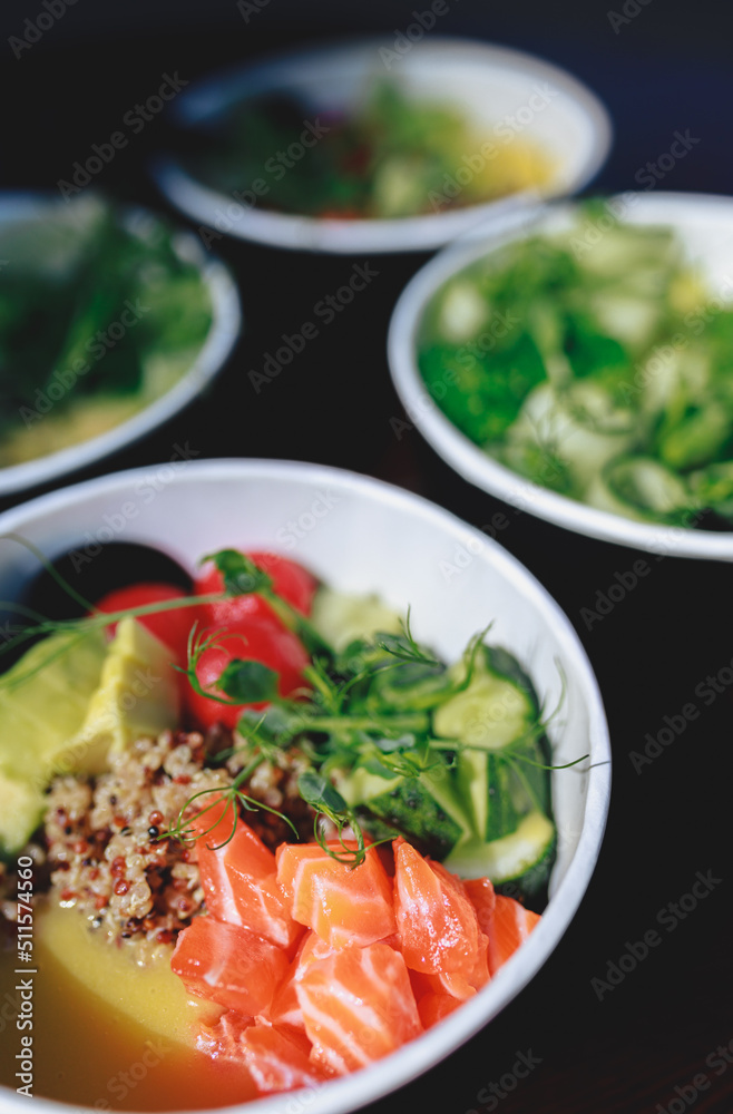 vegetables in black boxes, bowls vegetables in black boxes, bowls