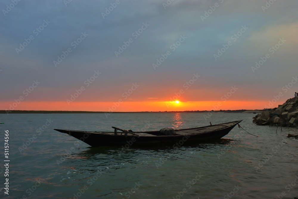 A small boat on the Padma river 