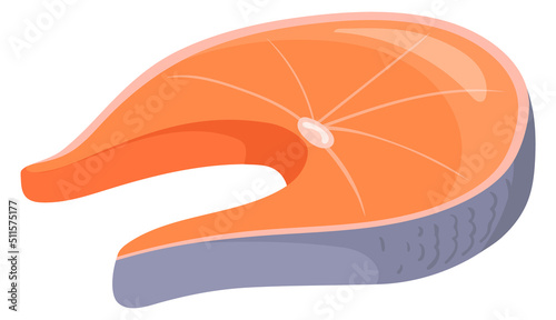 Fish steak cartoon icon. Seafood restaraunt dish