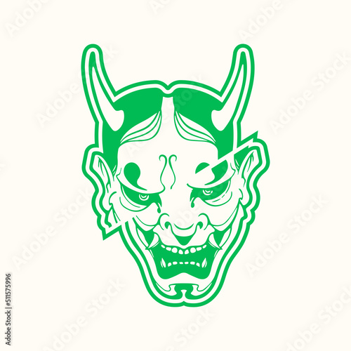 samurai head vector with lines concept