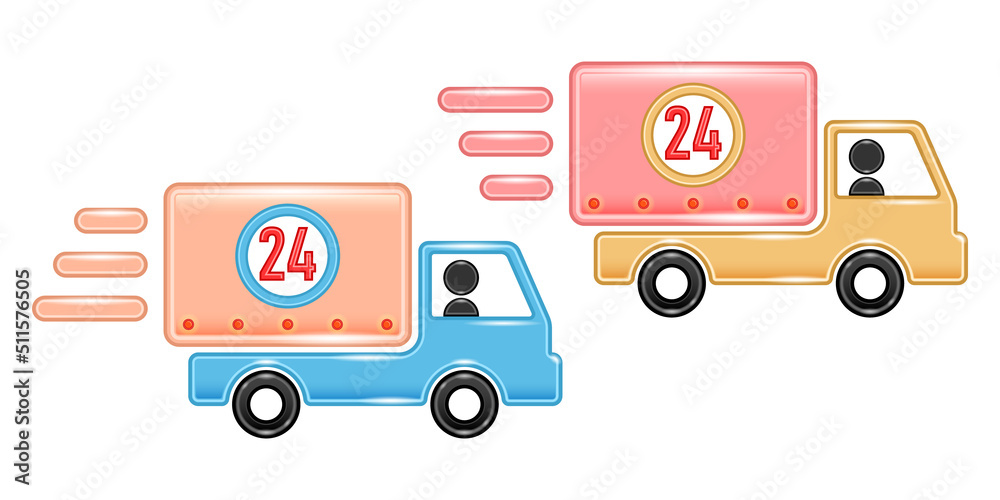 delivery auto lorry side view 3d cartoon isolated white background delivery auto lorry side view 3d cartoon isolated white background