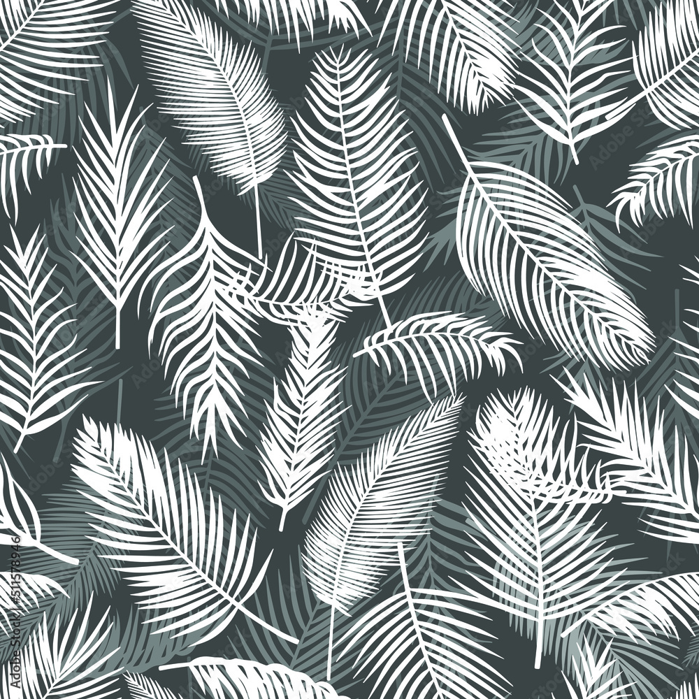 tropical background  palm leaves vector seamless pattern