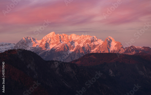 Sunrise in the mountains in Julian Alps © gljivec