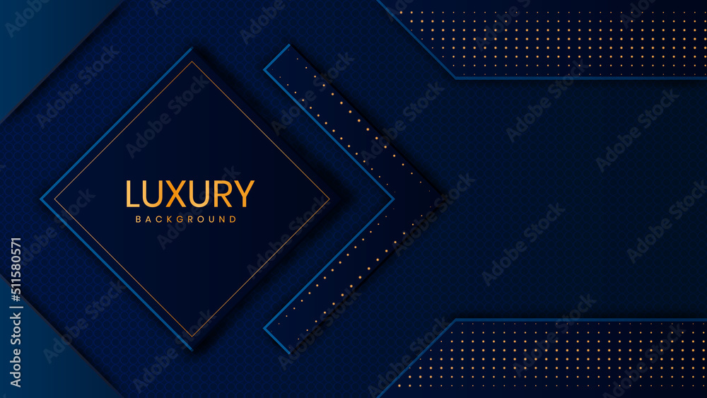 Dark blue and geometric shapes background with golden details, luxury elegant background Dark blue and geometric shapes background with golden details, luxury elegant background
