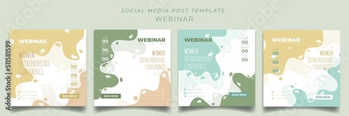 Set of social media post template with background in pastel color for webinar invitation design
