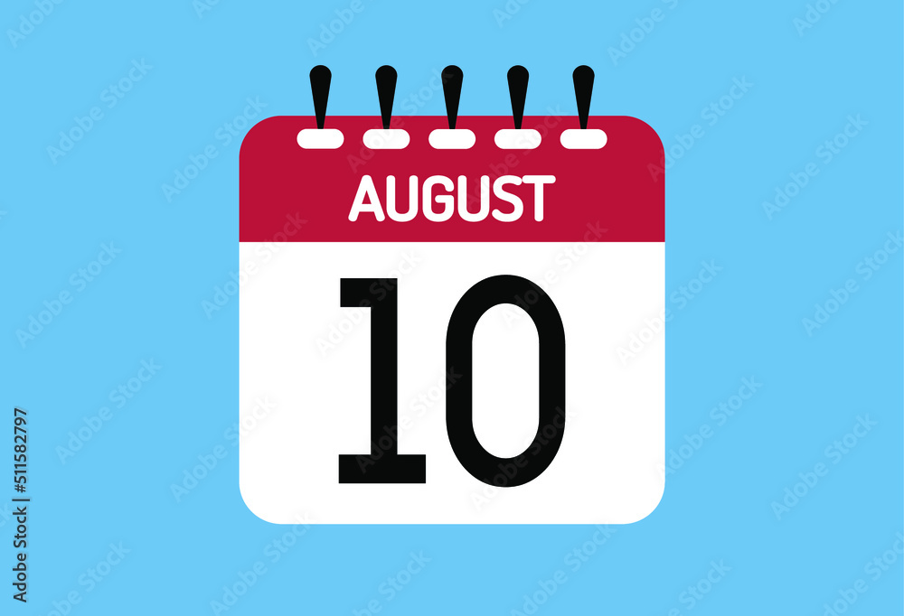 August day 10. Calendar design template 10 august in background blue. August day 10. Calendar design template 10 august in background blue.