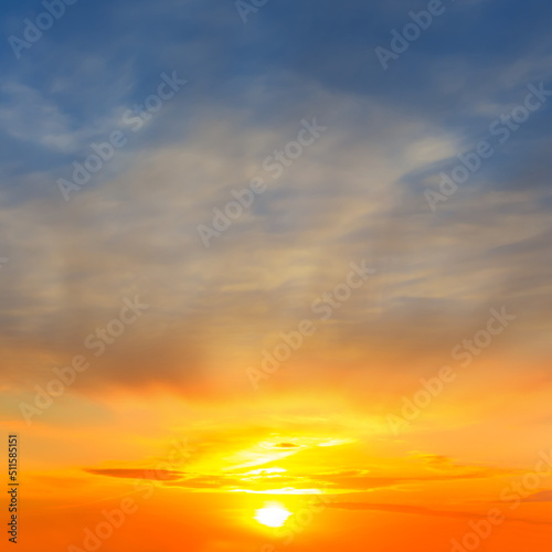 sunset over dramatic cloudy sky, natural evening sky background