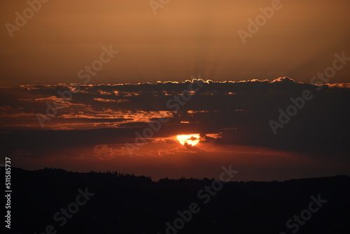 Beautiful summer sunset in corfu island, Greece