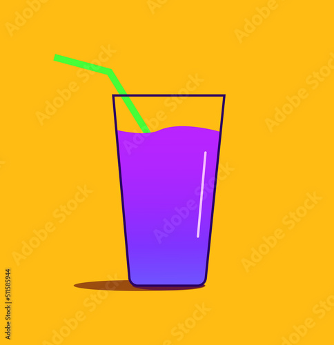 Grape Juice drink summer flat Vector 