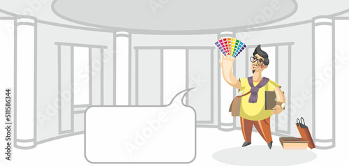 Interior designer profession illustration on interior background