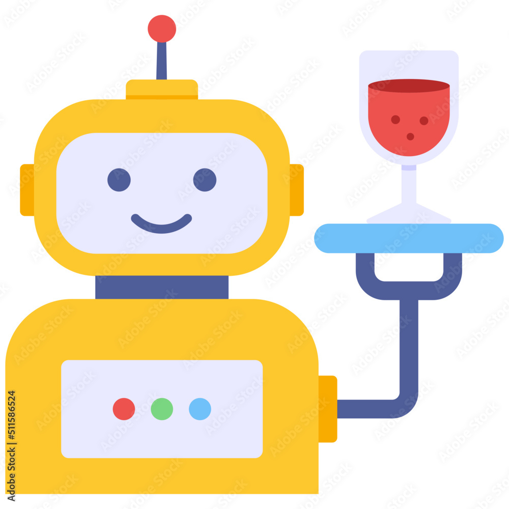 Modern design icon of robot waiter Modern design icon of robot waiter