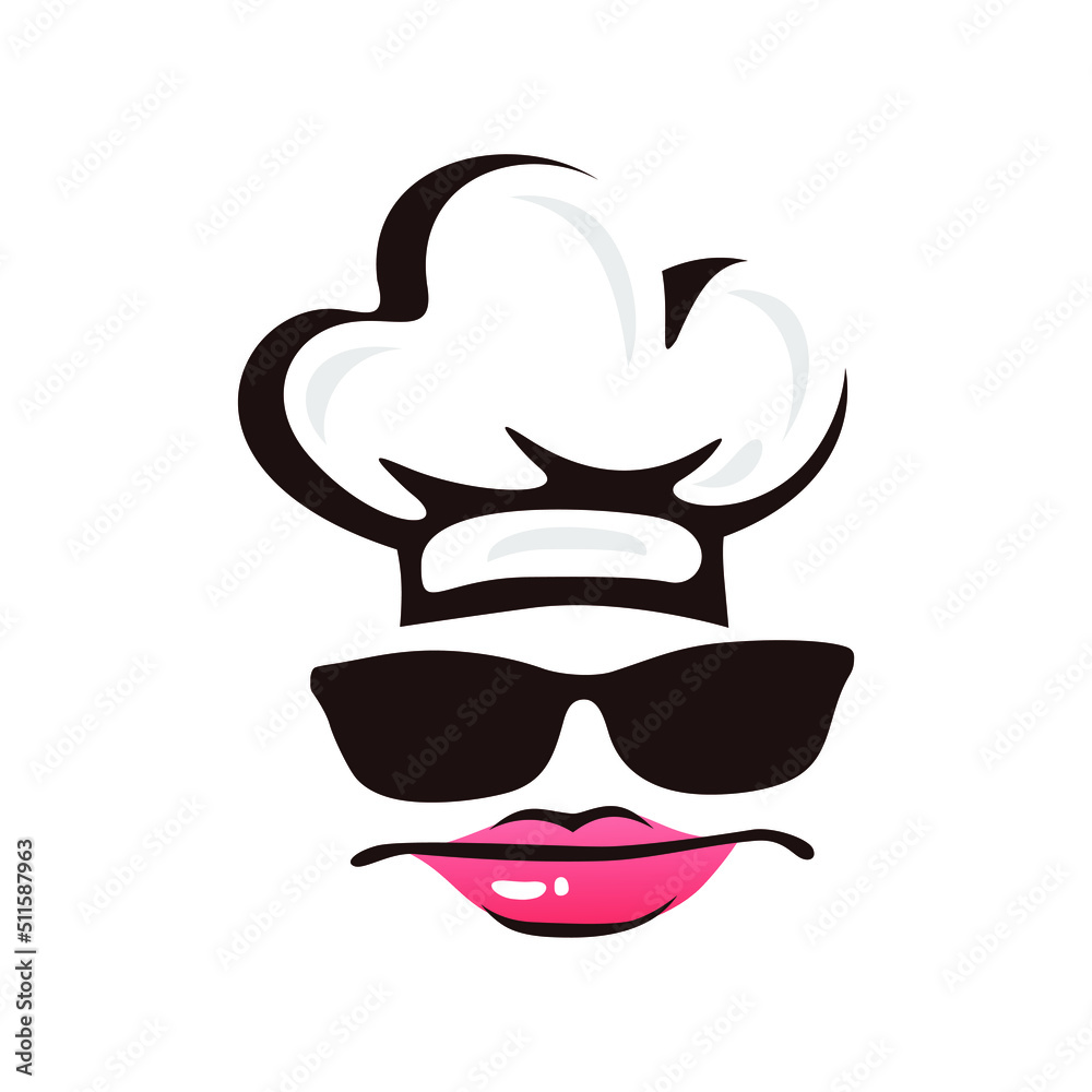 Chef logo with glasses and Chef hat, Design element for logo, poster, card, banner, emblem, t shirt. Vector illustration Chef logo with glasses and Chef hat, Design element for logo, poster, card, banner, emblem, t shirt. Vector illustration