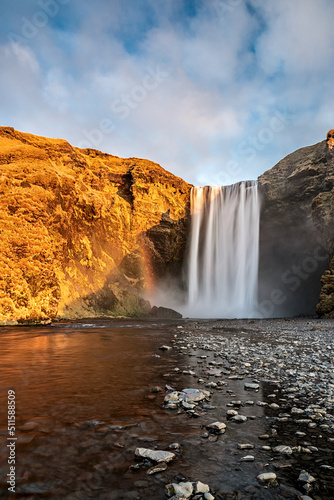 Beautiful Skogafoss waterfall during the summer season, Iceland