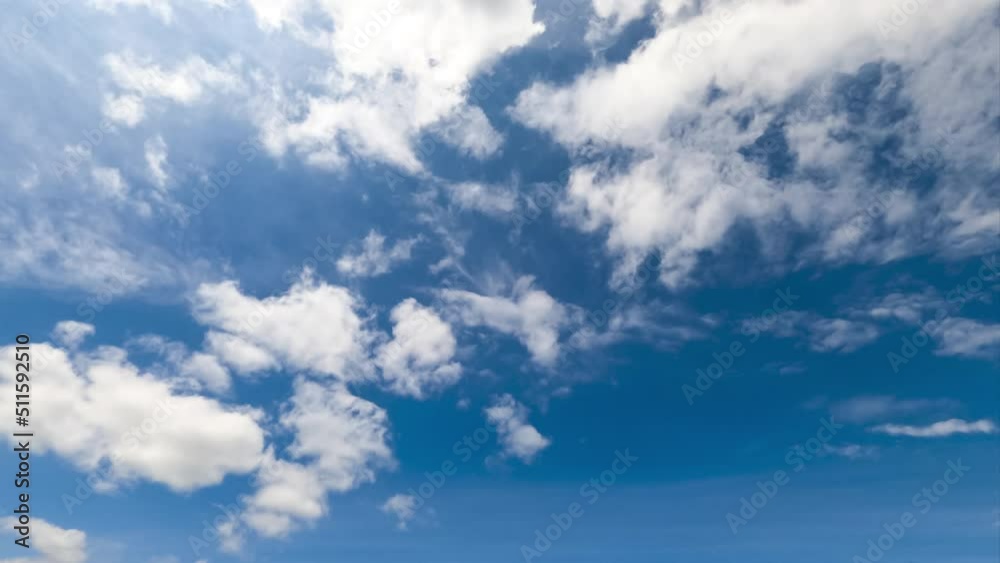 Ethereal white fluffy clouds moving by the sky. Sunny summer day sky timelapse. Low angle view. Ethereal white fluffy clouds moving by the sky. Sunny summer day sky timelapse. Low angle view.