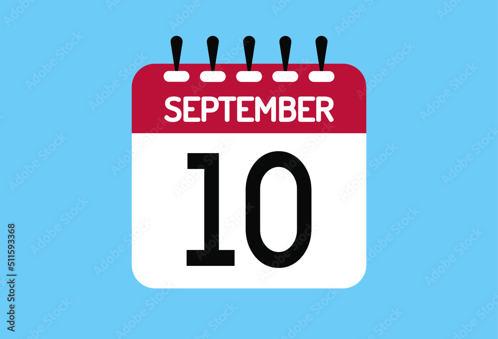 September day 10. Calendar design template 10 september in background blue. September day 10. Calendar design template 10 september in background blue.