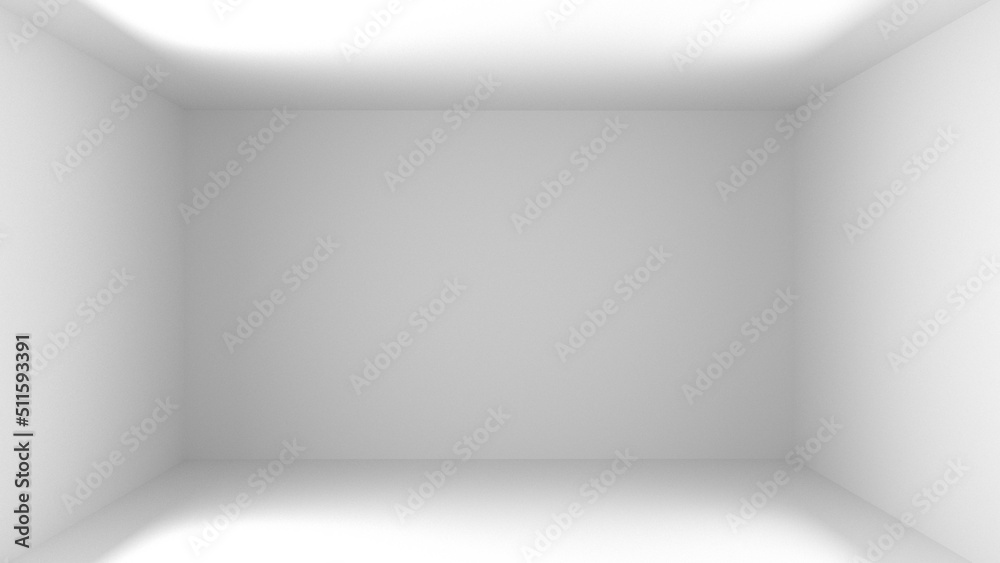3D Rendering background blank space. White background with light white walls and white floor 3D Rendering background blank space. White background with light white walls and white floor