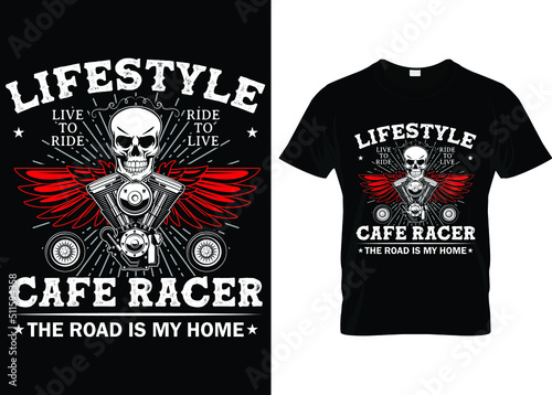 Motorcycle t shirt. Motor bike vector retro typography t shirt design  for racer.