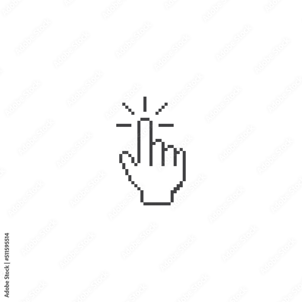 Hand touch, pointer. Pixel art line icon vector icon illustration Hand touch, pointer. Pixel art line icon vector icon illustration