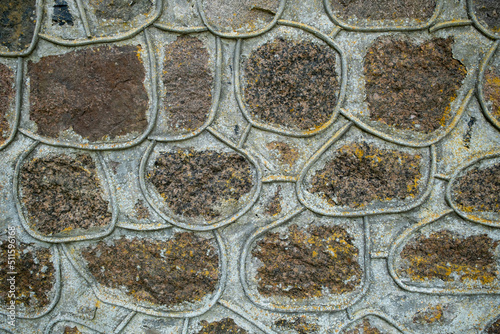 decorative brick wall of a country stone church