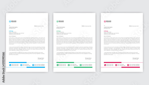 A4 professional business letterhead design template. Modern creative colorful letterhead design. Professional newsletter design