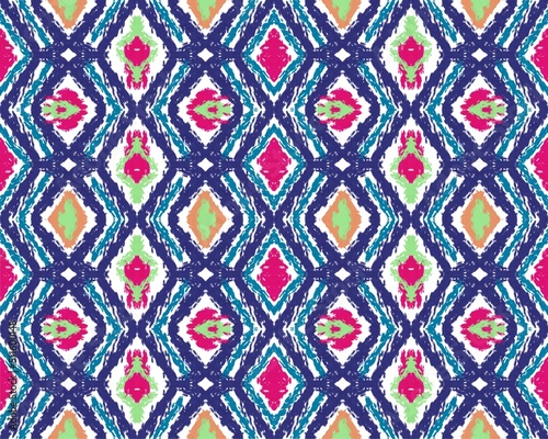 Ikat geometric folklore ornament with diamonds. Tribal ethnic vector texture. Seamless striped pattern in Aztec style. Folk embroidery. Indian  Scandinavian  Gypsy  Mexican  African rug.