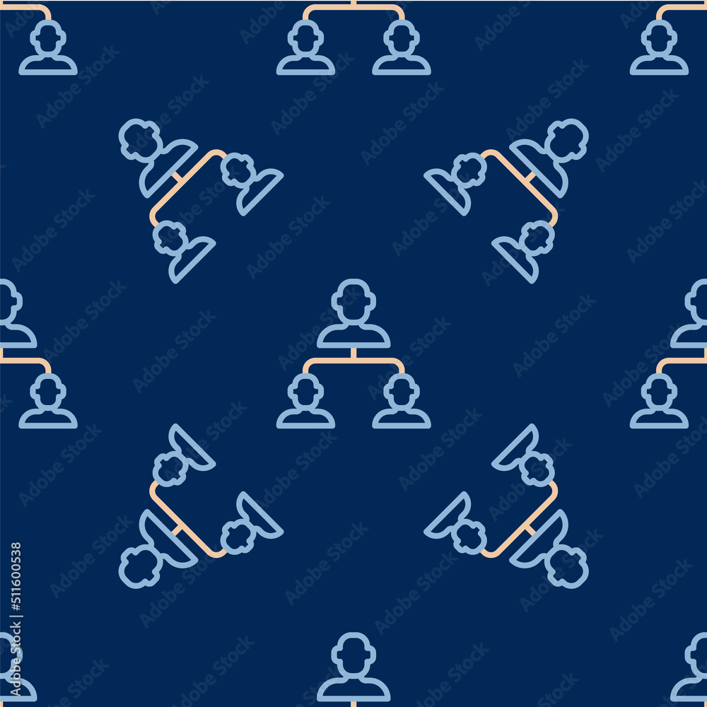 Line Business hierarchy organogram chart infographics icon isolated seamless pattern on blue background. Corporate organizational structure graphic elements. Vector Line Business hierarchy organogram chart infographics icon isolated seamless pattern on blue background. Corporate organizational structure graphic elements. Vector