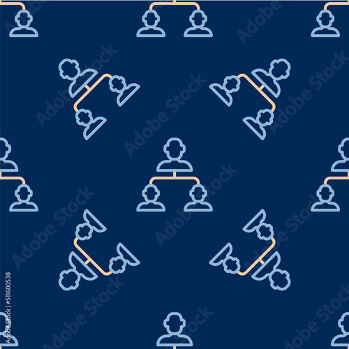 Line Business hierarchy organogram chart infographics icon isolated seamless pattern on blue background. Corporate organizational structure graphic elements. Vector