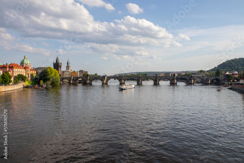Charles Bridge that crosses the Vltava river in Prague  Czech Republic.