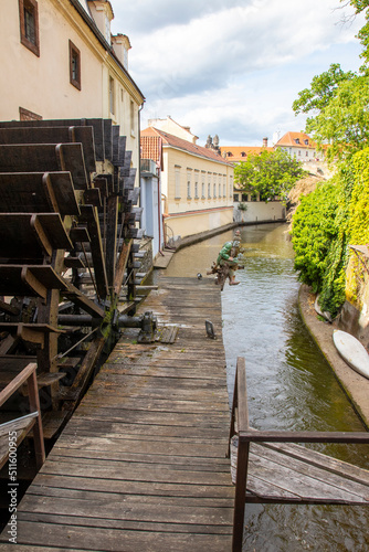 a photo for water mill in prague city