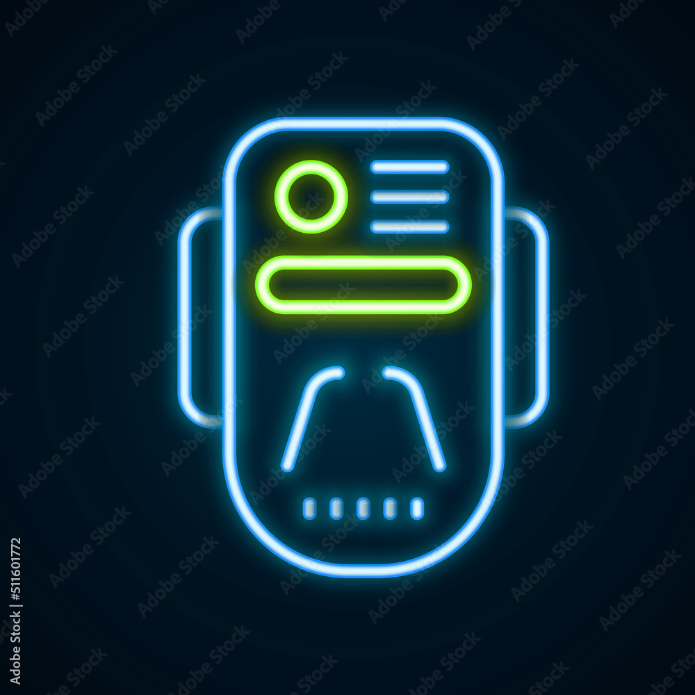 Glowing neon line Artificial intelligence robot icon isolated on black background. Machine learning, cloud computing. Colorful outline concept. Vector Glowing neon line Artificial intelligence robot icon isolated on black background. Machine learning, cloud computing. Colorful outline concept. Vector