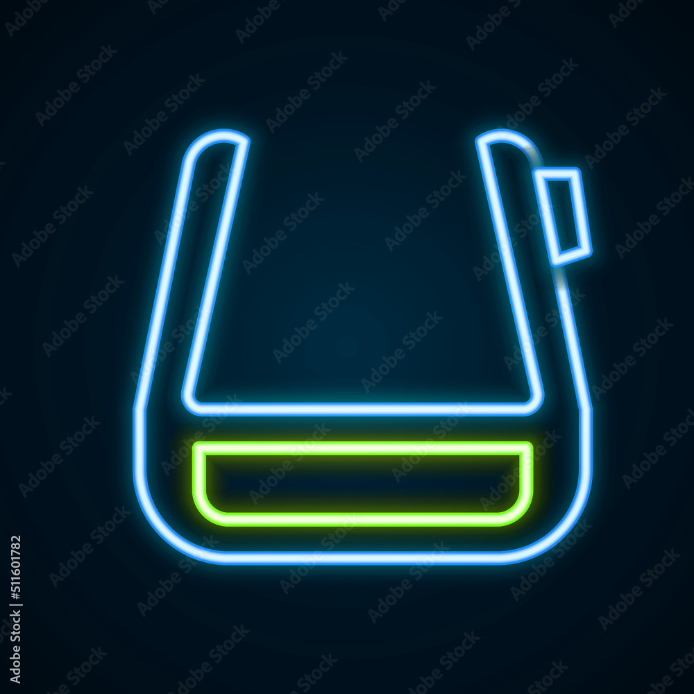 Glowing neon line Smart glasses mounted on spectacles icon isolated on black background. Wearable electronics smart glasses with camera and display. Colorful outline concept. Vector Glowing neon line Smart glasses mounted on spectacles icon isolated on black background. Wearable electronics smart glasses with camera and display. Colorful outline concept. Vector