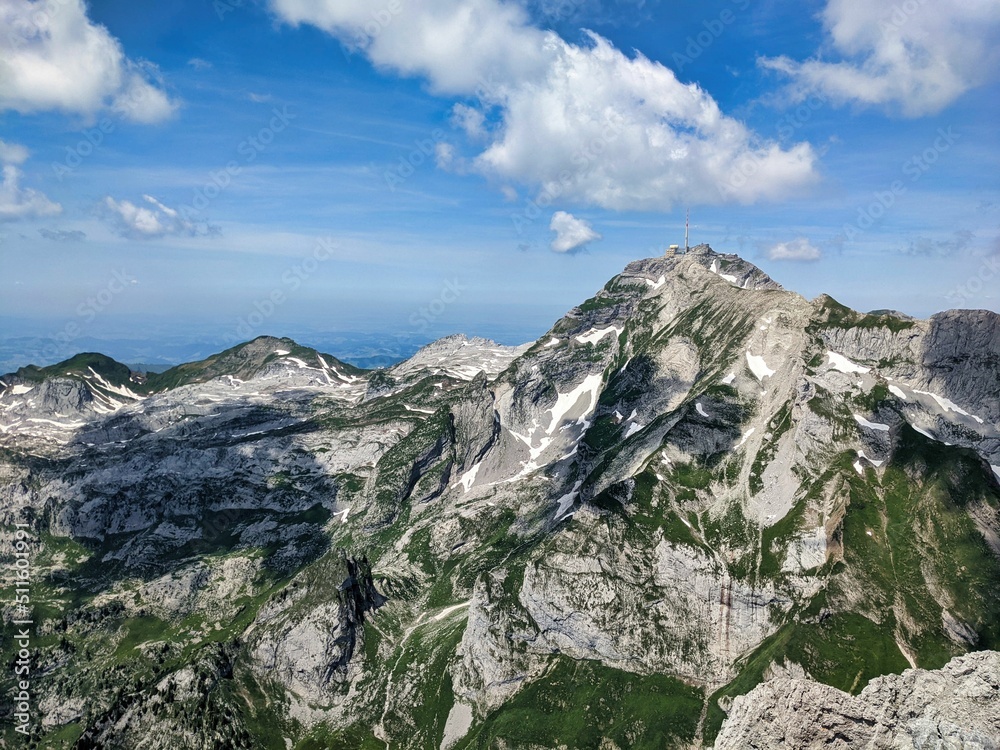 large mountain panorama on the wildhuser schofberg. wanderlust. Hiking in the Alpstein area. High quality photo. large mountain panorama on the wildhuser schofberg. wanderlust. Hiking in the Alpstein area. High quality photo.