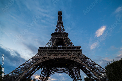 Paris Eiffel Tower. Eiffel Tower at sunset in Paris, France. Romantic travel background. Paris Eiffel tower France travel landmark. 