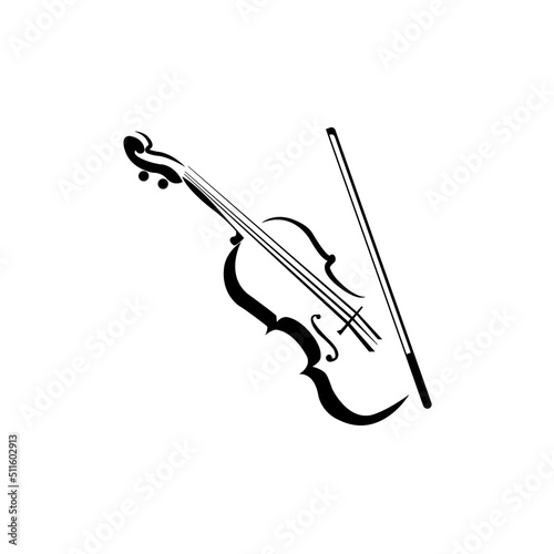 violin icon logo vector design