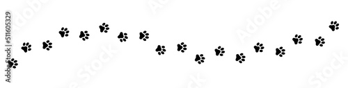Canvastavla Paw print cat, dog, puppy pet trace. Flat style - stock vector.
