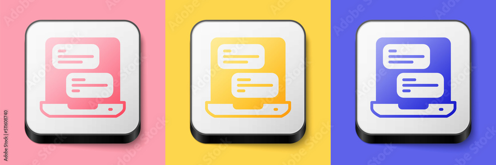 Isometric Taxi mobile app icon isolated on pink, yellow and blue background. Mobile application taxi. Square button. Vector Isometric Taxi mobile app icon isolated on pink, yellow and blue background. Mobile application taxi. Square button. Vector