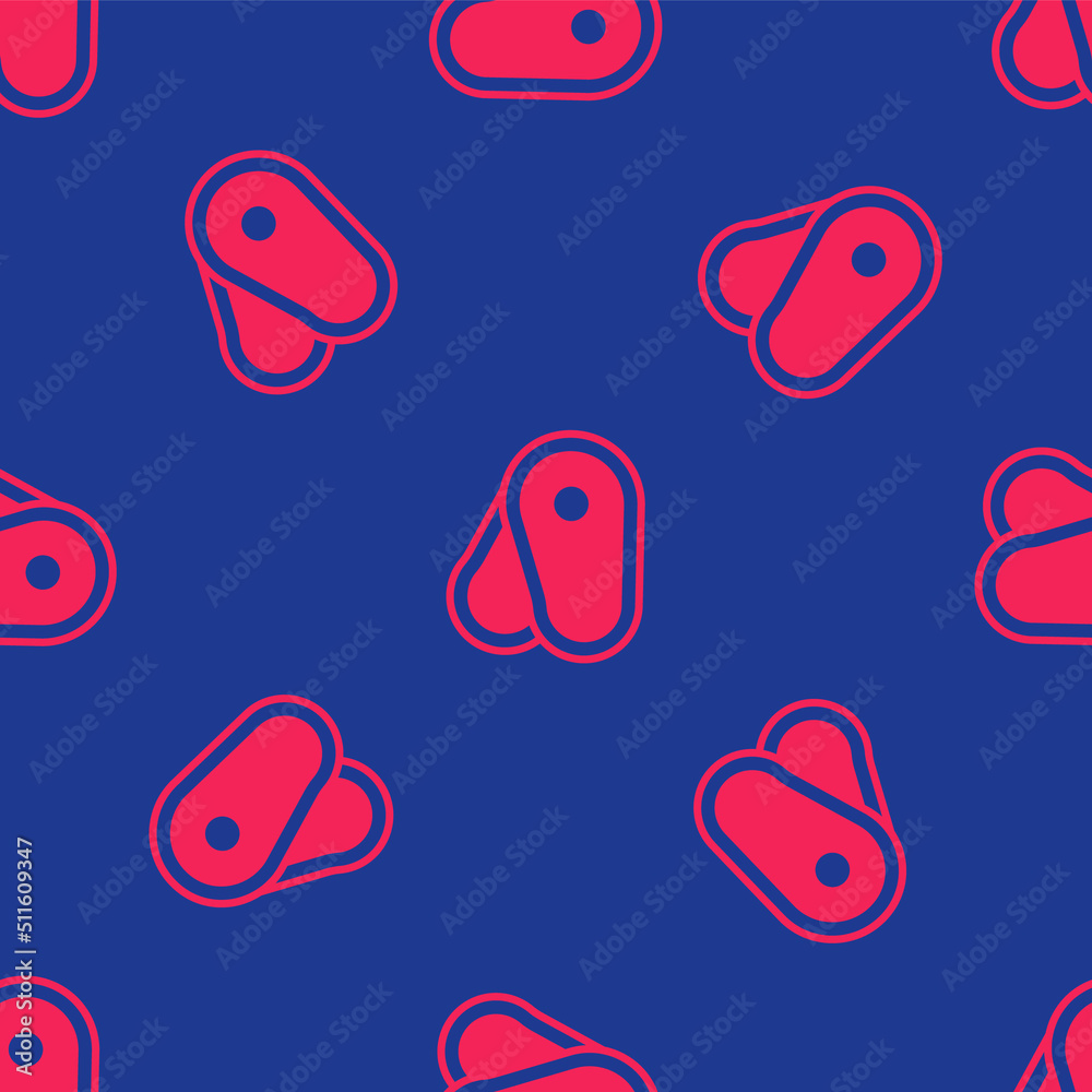 Fototapeta premium Red Steak meat icon isolated seamless pattern on blue background. Vector
